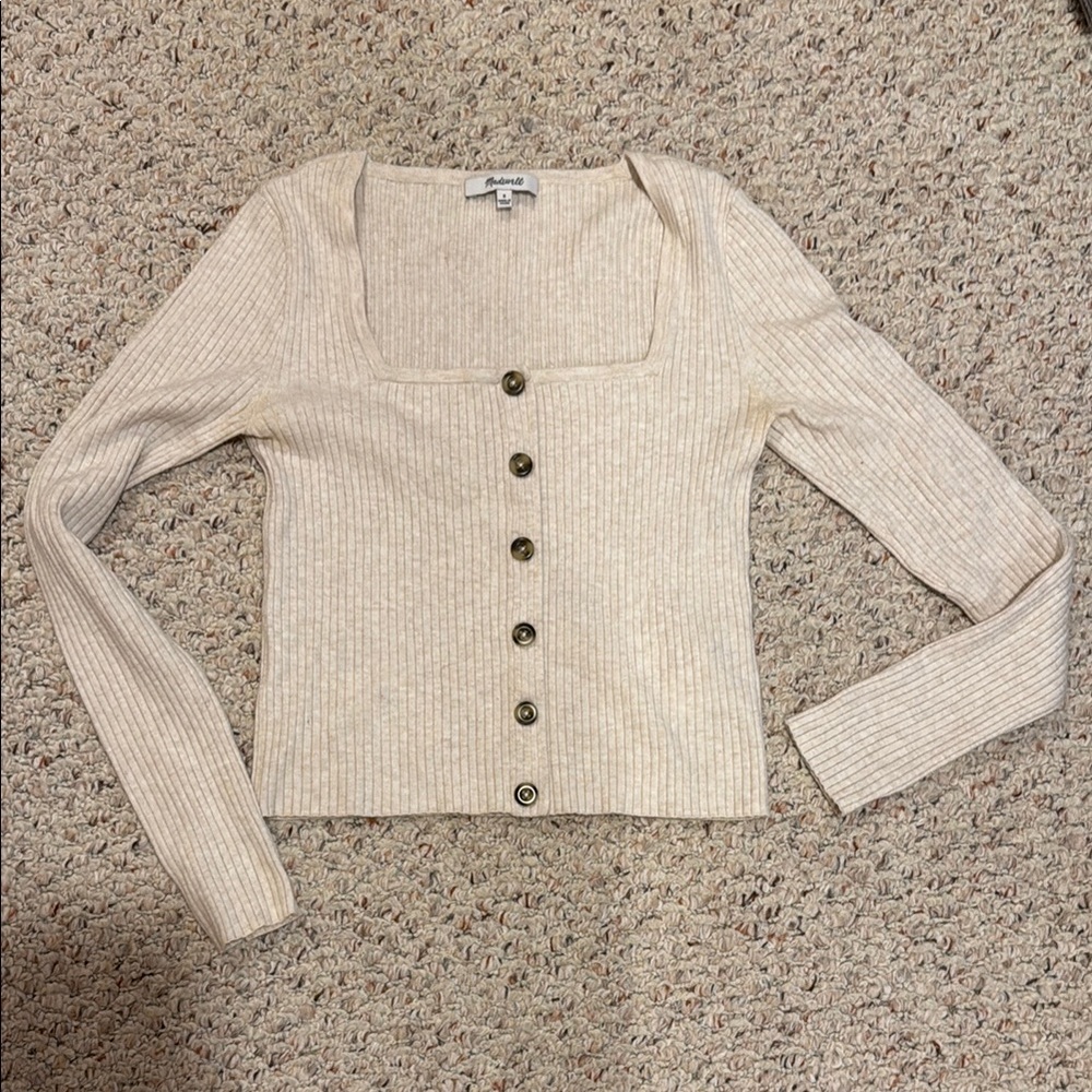 Madewell Square Neck Ribbed Knit Top